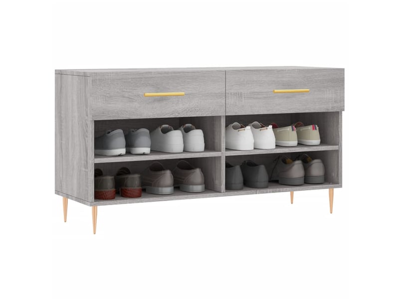  Banc à chaussures, meuble à chaussures sonoma gris 102x35x55 cm bois d'ingénierie shl2770  - Conforama C