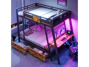 Lit superposé 90x200 cm <strong>OKWISH</strong> <strong></strong> coloris noir