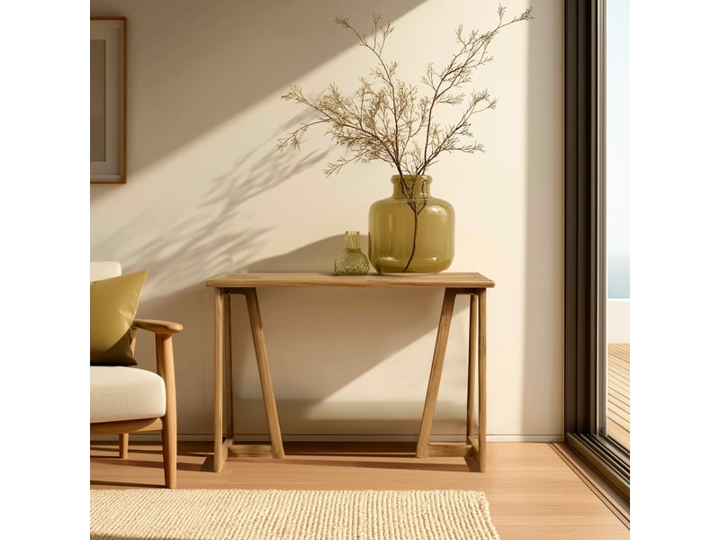  Amy - console 110cm en bois de mindi pieds triangles  - Conforama B