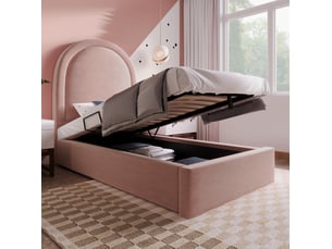 Lit coffre 90x200 cm <strong>HAVRYA</strong>  <strong></strong> coloris rose