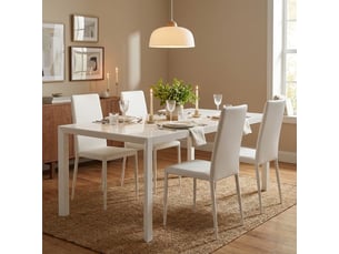 Lot de 4 chaises de salle à manger empilables en similicuir arianna - blanc
