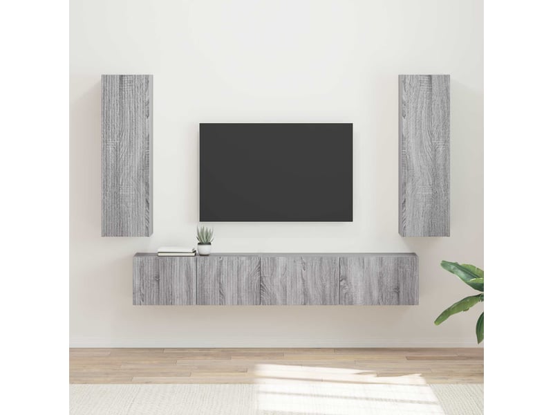  Ensemble meuble tv - banc tv - meuble de rangement 3 pcs gris sonoma bois d'ingénierie  - Conforama B