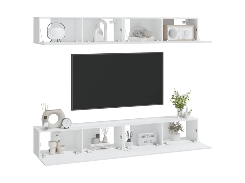  Meubles tv - banc tv - meuble de rangement muraux 4 pcs blanc 100x30x30 cm  - Conforama C