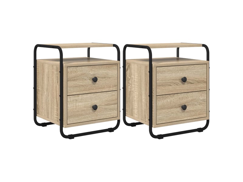  Table de chevet - cabinet de chevet - table de nuit 2 pc chêne sonoma bois d'ingénierie  - Conforama A
