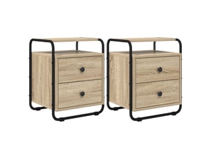 Table de chevet - cabinet de chevet - table de nuit 2 pc chêne sonoma bois d'ingénierie