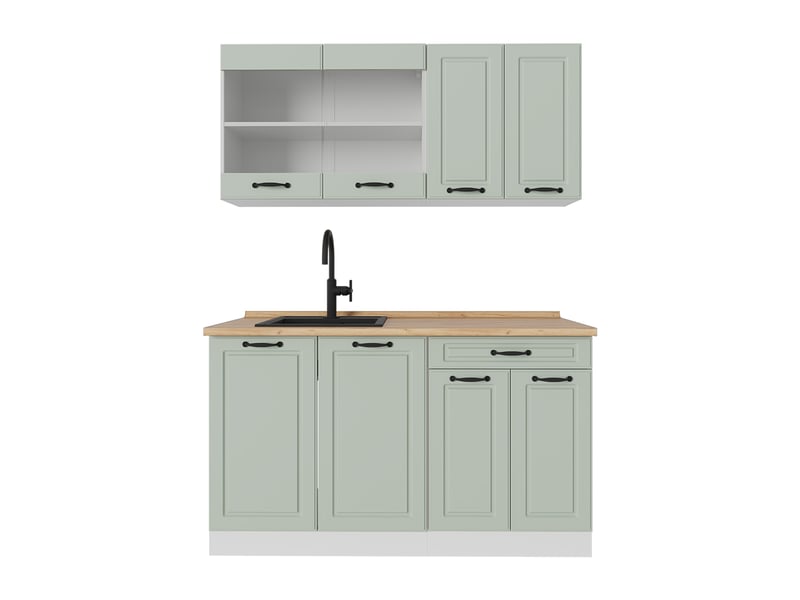  Vicco cuisine, mint campagneblanc, 140cm plan de travail chêne doré  - Conforama A