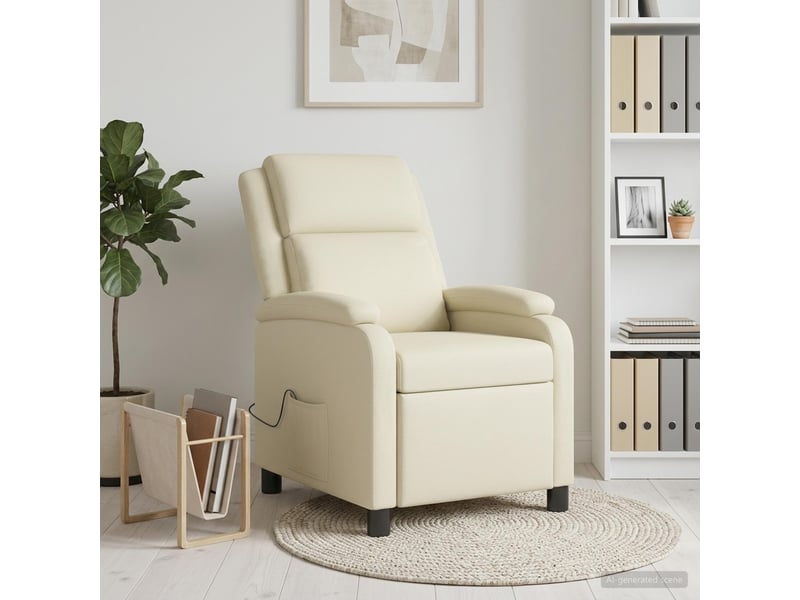 Vidaxl fauteuil de massage inclinable crème simili cuir  - Conforama B