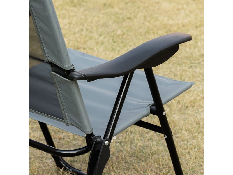 Lot de 2 fauteuils de jardin pliants 62 x 70 x 109 cm – gris – dossier réglable sur 5 positions avec accoudoirs - Conforama D