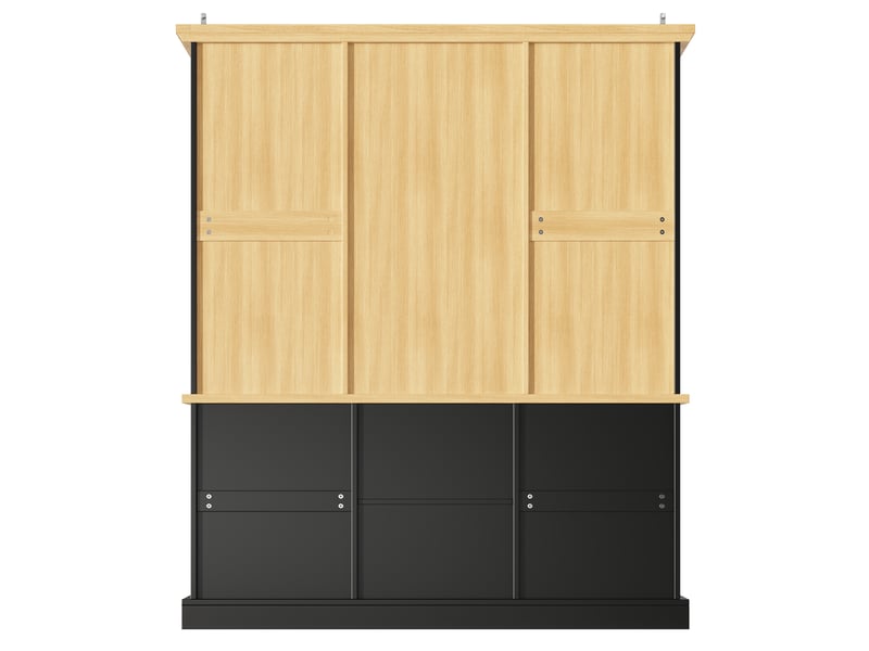  Buffet haut 140x40x185cm avec 5 grands tiroirs, portes vitrées et dispositif anti-basculement, meuble de rangement pour cuisine et salle à manger, noir evarich - Conforama D