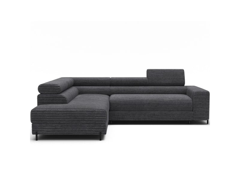  Canapé d'angle colesia convertible 5 places gris foncé velours côtelé – gauche – 274x200cm  - Conforama A