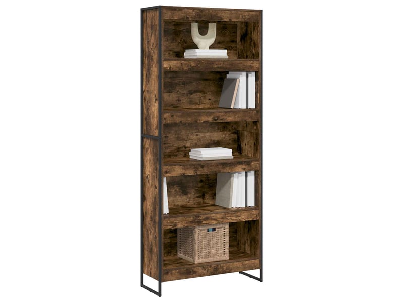  Bibliothèque, armoire à livres 80 x 30 x 189,5 cm bois d'ingénierie chêne fumé  - Conforama C