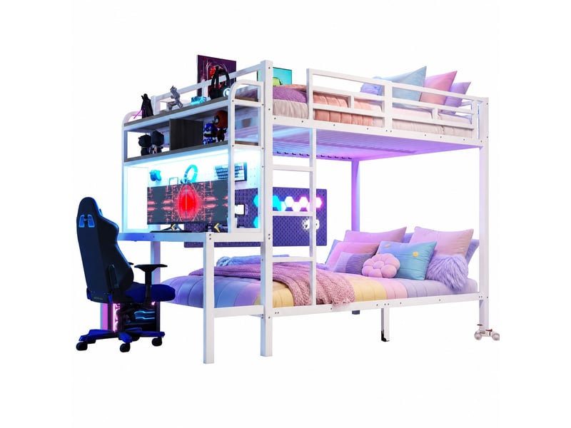  Lit superposé avec bureau et rangements 140 x 200 cm evryae  - Conforama A