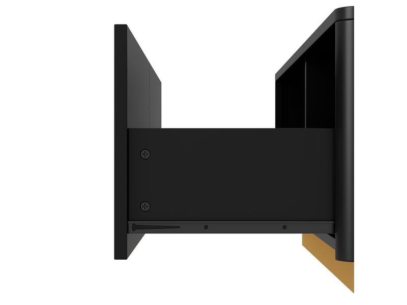  Table basse avec 2 tiroirs et niches ouvertes, façade rainurée, pour salon, en mdf, noire, 110 × 50 × 35 cm  - Conforama E