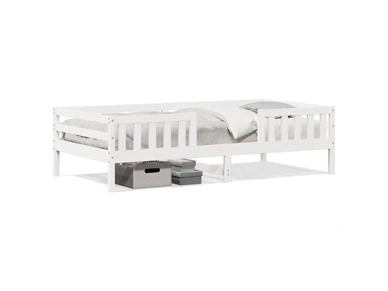  Lit simple- lit adulte -  cadre de lit sans matelas blanc 80x200 cm bois massif de pin  - Conforama A