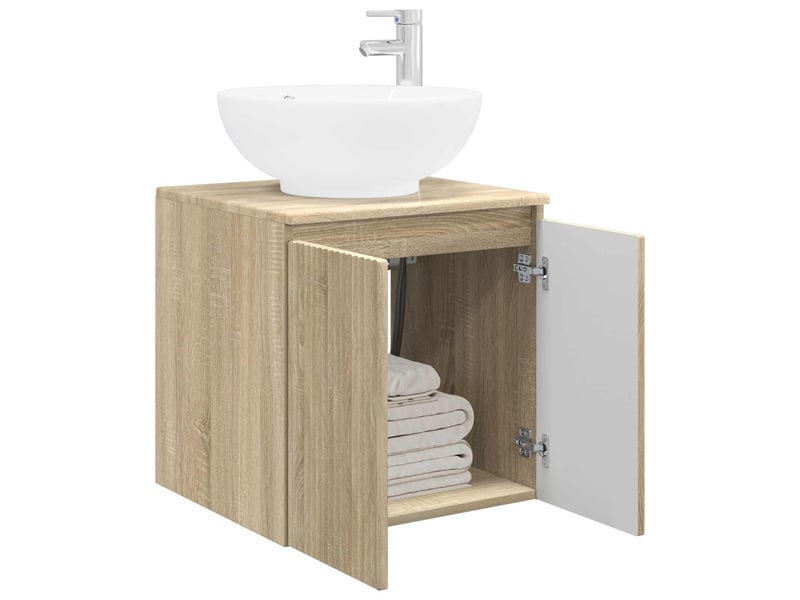 Vanité de lavabo mural, meuble de rangement chêne sonoma 49.5x44.5x65 cm shl6771 - Conforama C