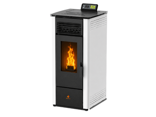 Poêle à granulés étanche emma 10 kw + télécommande - blanc