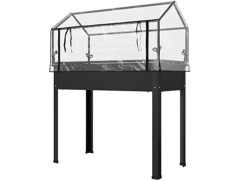  Jardinière surélevée avec serre - noir - métal - protection de serre avec couverture en plastique 100x48x124cm - Conforama A
