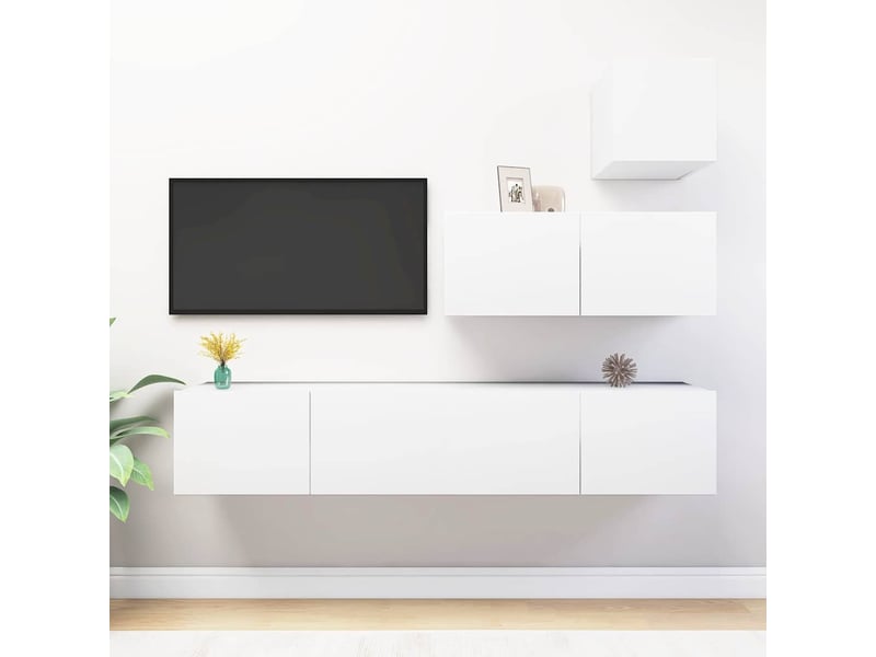  Ensemble de meubles tv 4 pcs blanc bois d'ingénierie shl35045  - Conforama B