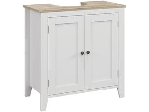 Meuble sous évier, placard bas à 2 portes et étagère réglable, style moderne, 60 x 30 x 60 cm, blanc