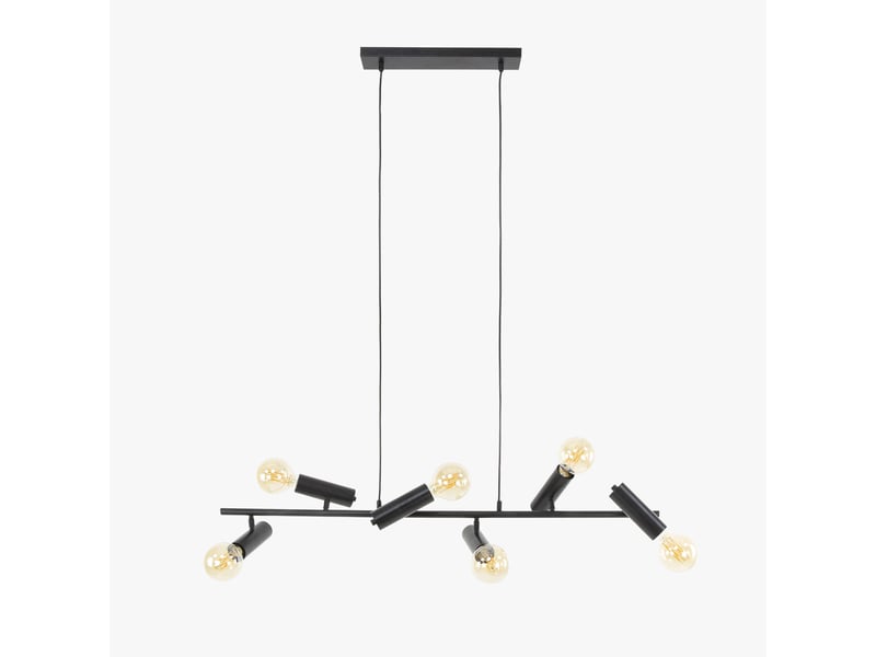  Suspension 6 lampes pivotantes en métal gris foncé 110x150 cm  - Conforama A