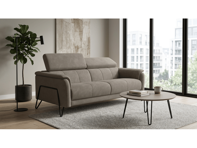  Canapé 3 places roden, tissu velours beige RODEN - Conforama B