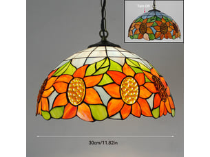 Suspension fleur de tournesol en vitrail – luminaire de style pastoral européen pour cuisine, salle à manger et couloir