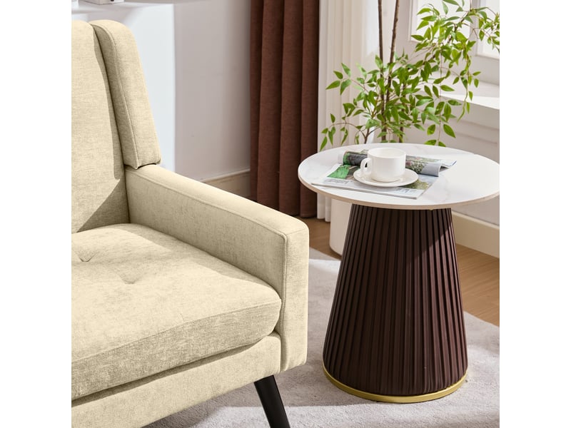  Banquette 2 places beige en lin premium, pieds bois massif antidérapants, mousse haute densité, capitonnée, salonchambrebureau  - Conforama D