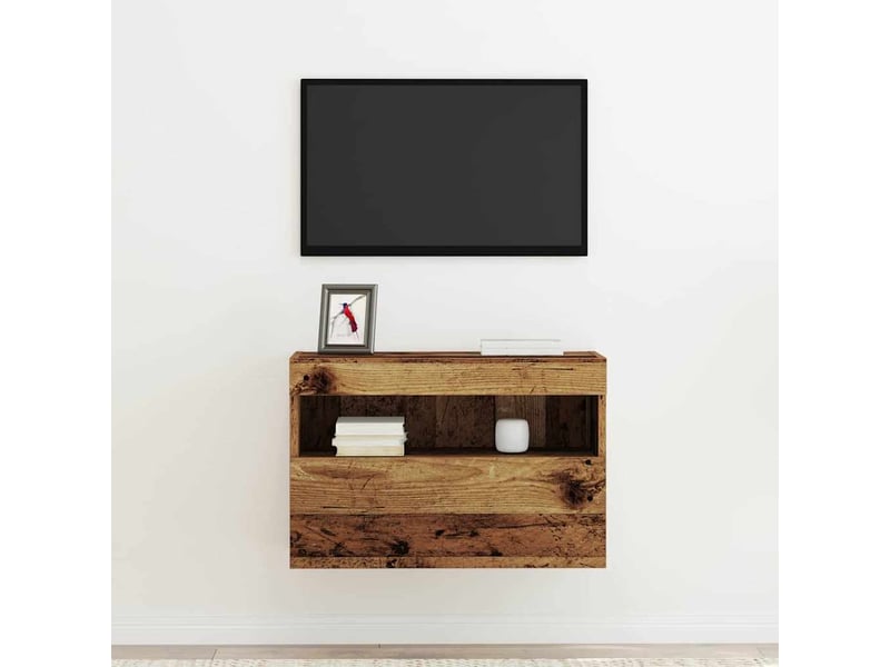  Meuble tv - banc tv - meuble de rangement mural 60 x 30 x 40 cm bois ancien bois d'ingénierie  - Conforama E