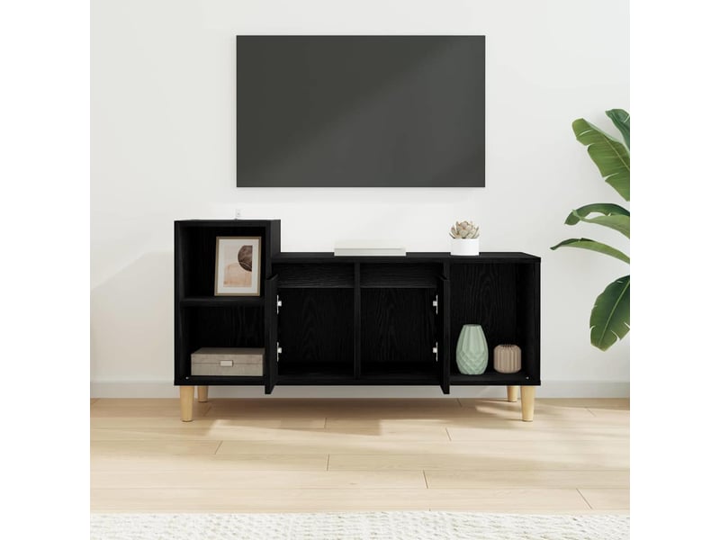  Meuble tv - banc tv - meuble de rangement 100 x 35 x 55 cm chêne noir bois d'ingénierie  - Conforama D