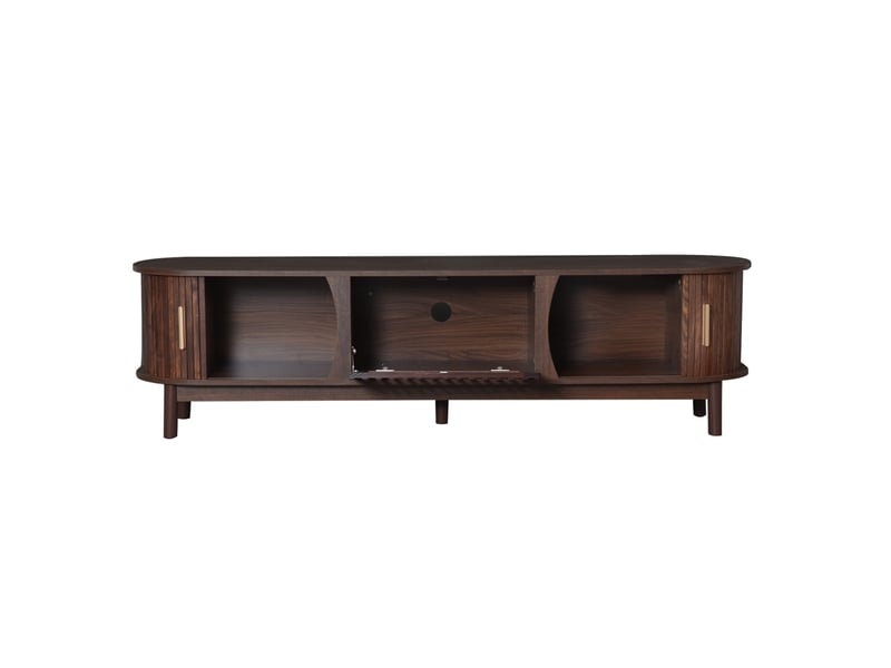  Meuble pour télévision bas 165 x 39,5 x 46 cm portes coulissantes et abattante centrale, 3 compartiments, mdf marron  - Conforama R