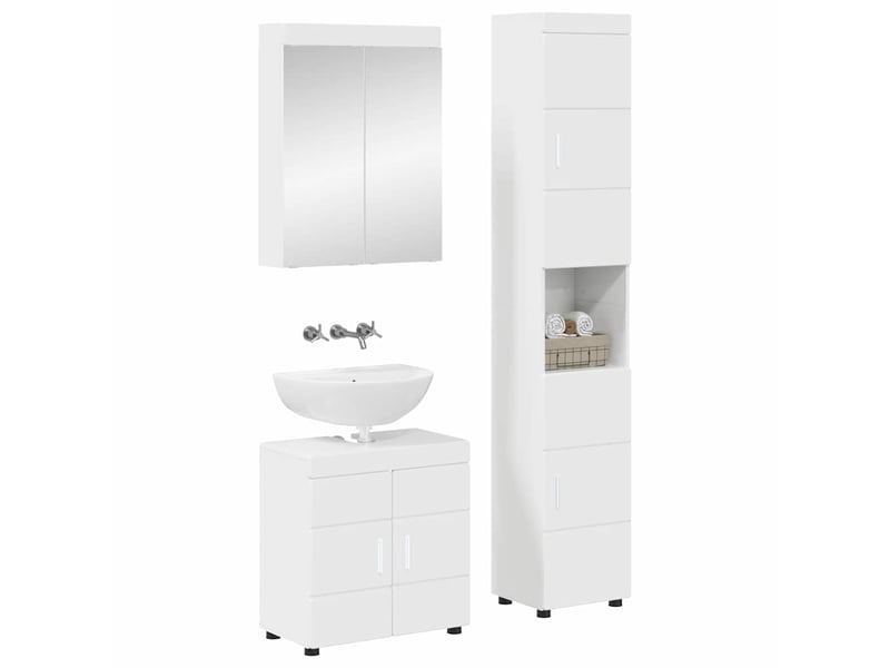 Ensemble de mobilier de salle de bain tulum 3 pc blanc brillant cf64717 - Conforama A