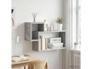 Étagère flottante, étagère suspendue montage mural gris béton 55 x 15 x 35 cm cf42537