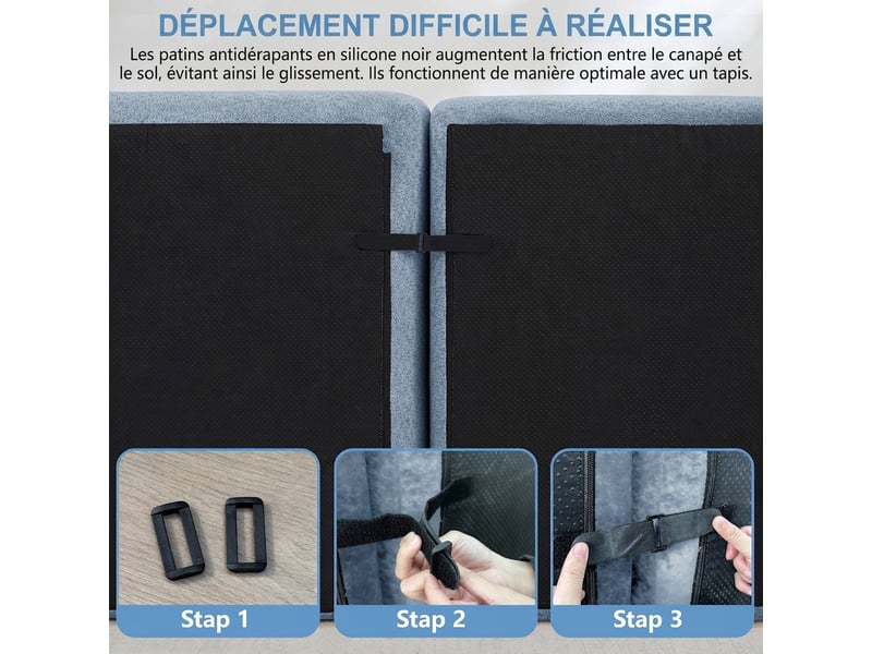 Canapé modulable 3 places d'angle en l - assise profonde 288 cm avec ottomane, sans montage - Conforama E