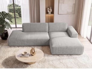 Canapé d'angle droit fixe <strong>AX LIVING </strong> <strong>Didim Duo</strong> 4 places Tissu gris clair