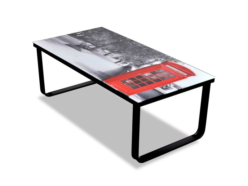  Table basse | table d'appoint salon avec impression de cabine téléphonique dessus verre  - Conforama A