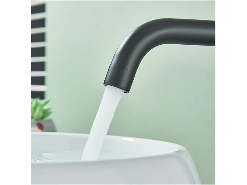  Robinet mitigeur monocommande noir mat à montage haut avec flexible de 80 cm, en acier inoxydable, adapté aux lavabos de salle de bain  - Conforama E