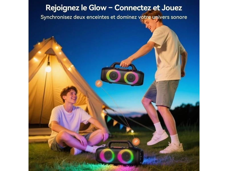  Enceinte bluetooth portable bassbloom 80w avec rgb ipx6, usb tf 24 h  - Conforama C