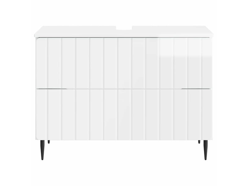 Meuble sous lavabo de salle de bain zwolle blanc brillant cf64943 - Conforama D