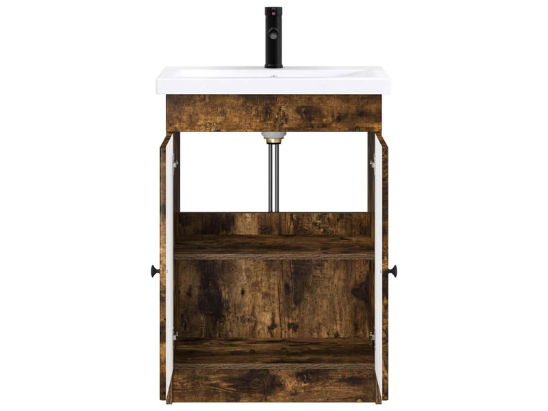 Ensemble de mobilier de salle de bain chêne fumé shl4963 - Conforama C