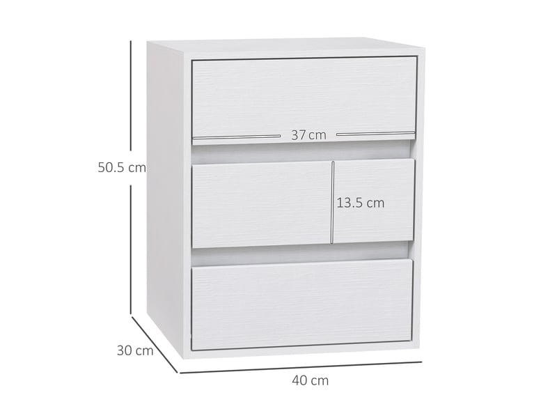  Commode moderne à 3 tiroirs en bois blanc, 40 x 30 x 50,5 cm  - Conforama E