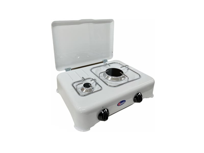  Cf parker réchaud à gaz 5325c 2 feux avec couvercle ligne camping blanc  - Conforama A
