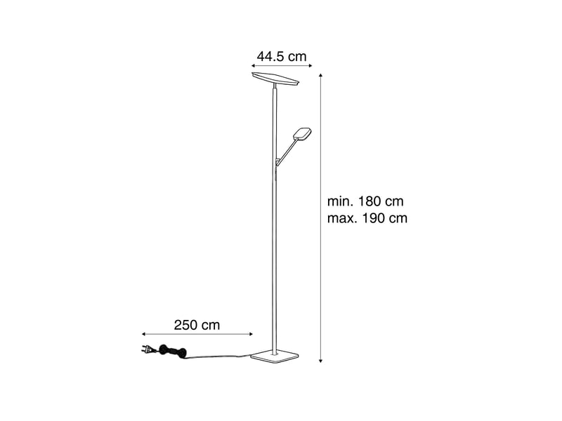  Lampadaire moderne noir avec led dimmable incluse - divana  - Conforama C