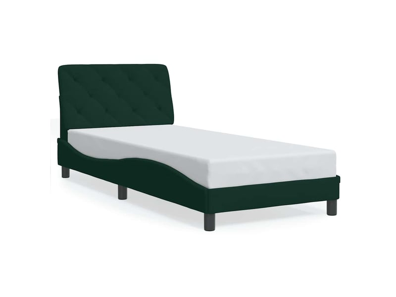  Lit simple- lit adulte -  cadre de lit avec led sans matelas vert foncé 90x200 cm velours  - Conforama D