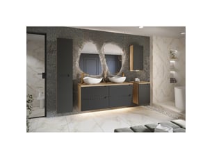 Meuble sous vasque yoka – 2 tiroirs – chêne clair et noir – l80 × p46 × h57 cm – à suspendre