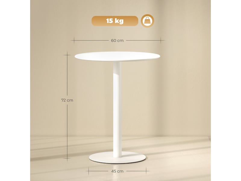  Table de cuisine ronde pour 2 personnes en acier design moderne blanc  - Conforama C