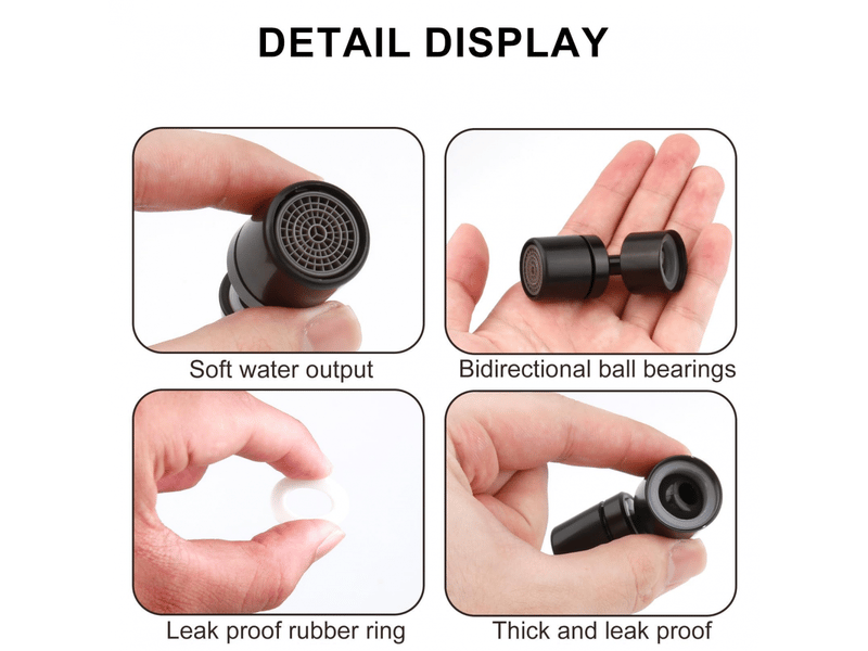  Aérateur de robinet rotatif 360° universel m22m24, embout pour lavabo de salle de bain et évier de cuisine - noir  - Conforama C