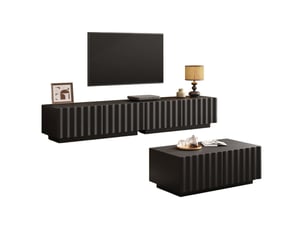 Meuble tv coloris noir 200 cm <strong>LEYTN</strong>  <strong></strong>