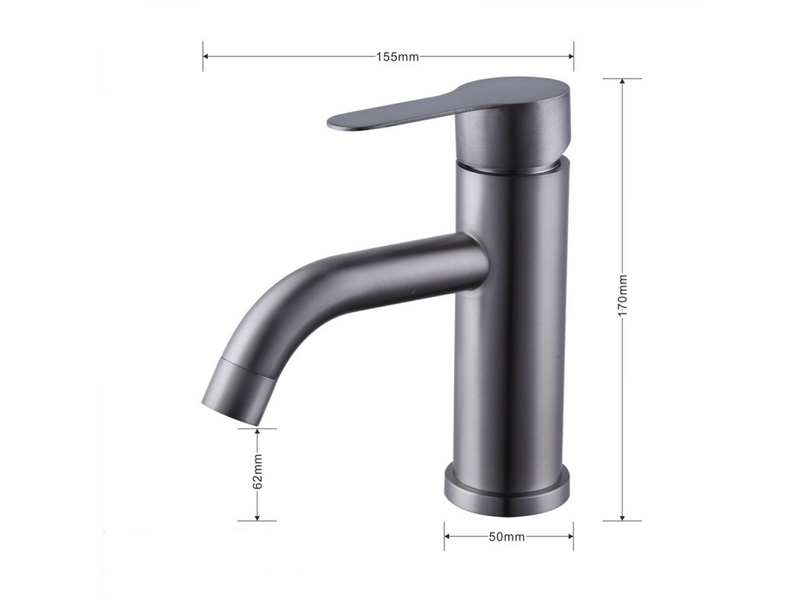  Robinet d'eau chaude et froide à levier unique, coude en acier inoxydable gris, trou unique pour eau chaude et froide  - Conforama B