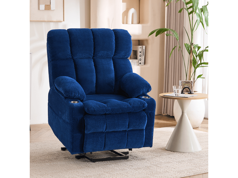  Fauteuil relax électrique bleu avec deux moteurs et aide au lever pour salon fauteuil de lecture inclinable multifonction  - Conforama E