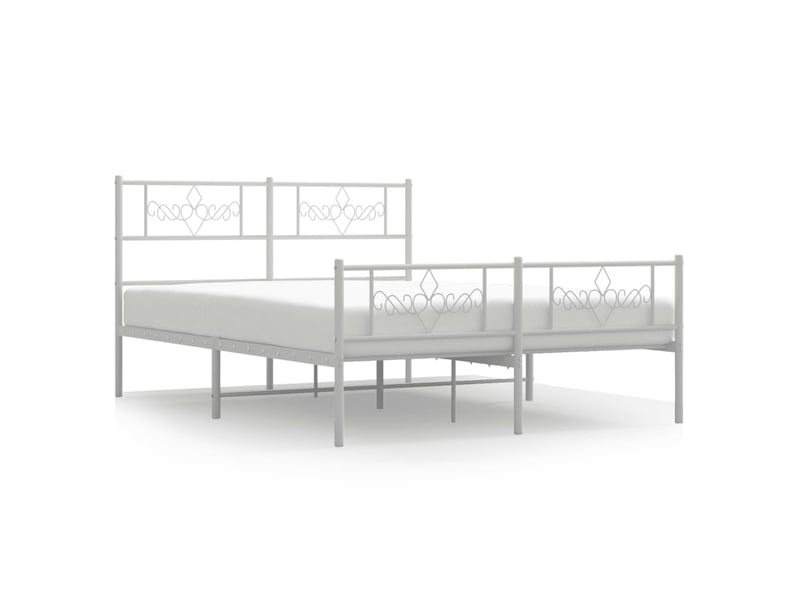  Lit double- lit adulte -  cadre de lit métal sans matelas et pied de lit blanc 120x200 cm  - Conforama A